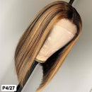 13X4 Highlight Lace Front Perücke Knochen Glatt Echthaar Perücken Honigblond Braun 150% Ombre Highlight Bob 4x4 Lace Closure Perücke