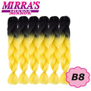 24inch Jumbo Braids Synthetic Hair For Box Braid Ombre Braiding Hair Extensions Three Tone Black Brown Blue Pink Mirra’s Mirror