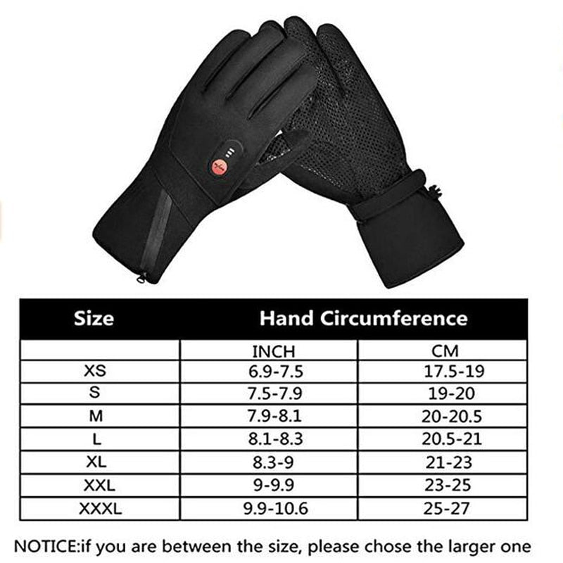 Guantes calefactables para hombres y mujeres, guantes de invierno con batería recargable de 7,4 V y 2200 mAh, guantes de esquí impermeables para motocicleta