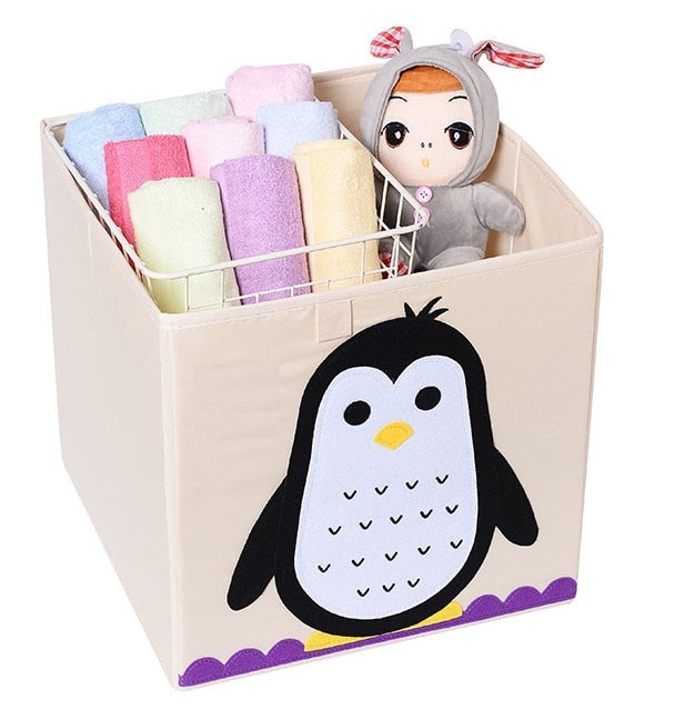 13 inch Foldable Embroidery Animal Cube Storage Box Oxford Fabric Kids Toys Organizers Bins Chest Organizer for Kids Nursery