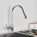 Senlesen Küchenarmatur, gebürstet, golden, ausziehbarer Auslauf, Edelstahl mit herunterziehbarem Sprüher, Einhand-Spülbeckenarmaturen