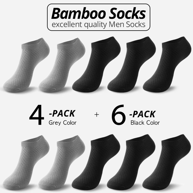 10 Paar Bambusfaser Herren Socken Short Ankle Business Schwarz Männlich Meias Socken Sommer Atmungsaktiv Herren Kleid Schuhe Kleidung Größe 38-44