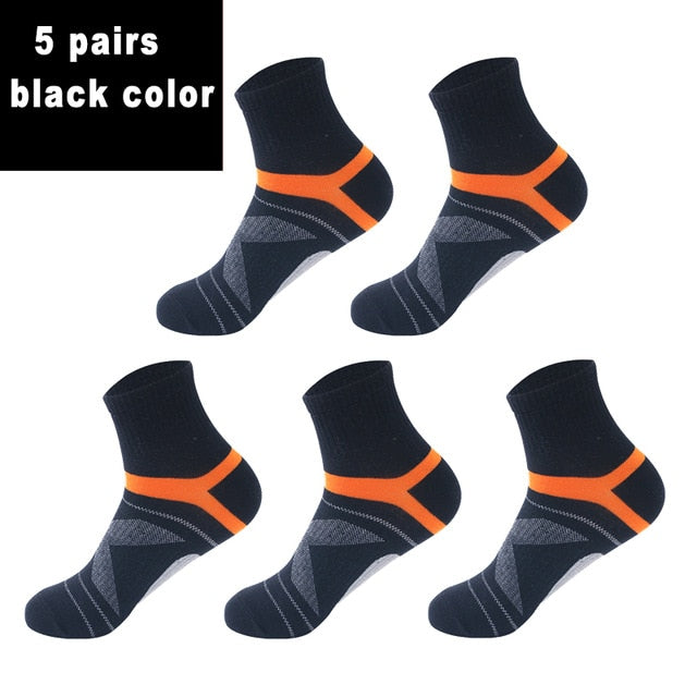 10PCS=5Pair High Quality Cotton New Autumn Men's Socks Running Winter Casual Breathable Active Socks Stripe Sport Socks EUR38-48