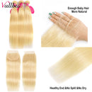 Vallbest 613 Blonde Straight Hair Bundles With Closure Malaysian Human Hair Bundles With Lace Closure With Baby Hair Remy Hair