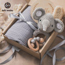 Let's Make 1set Baby Stuff Toalla de baño Manta de algodón Cepillo Productos de regalo para niños Juguete Caja de sonajero de ganchillo Regalo de Navidad