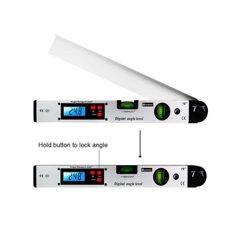 0-225 Grad Digital Angle Level Meter Gauge 400 mm 16 Zoll elektronischer Winkelmesser versandkostenfrei