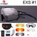 X-TIGER Photochrome Fahrradbrille 5 Linsen UV400 Mountainbike Brille Herren Outdoor Sport Fahrradbrille mit Myopie Rahmen