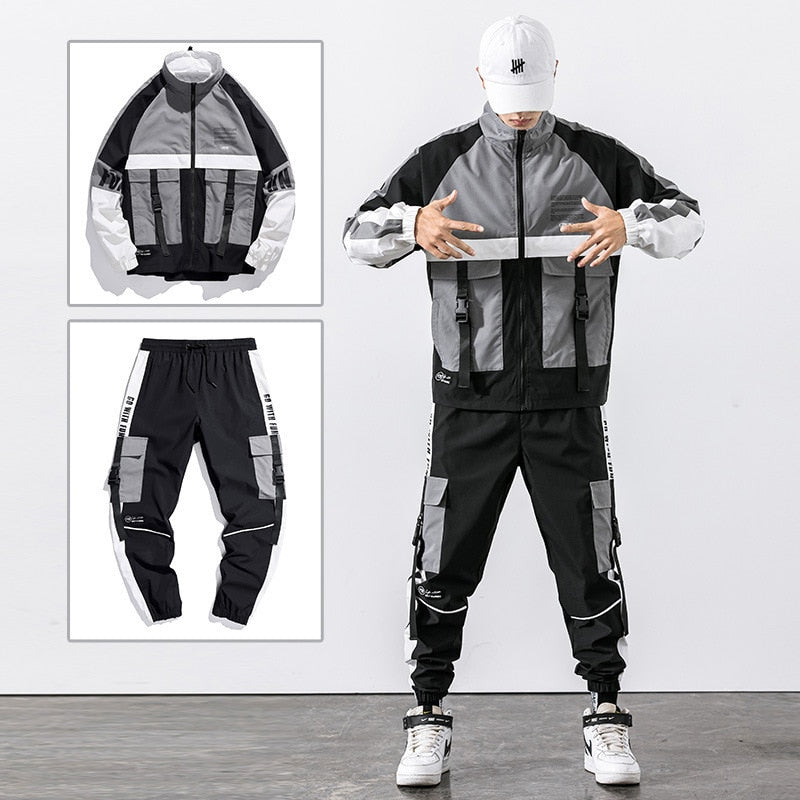 Herren Streetwear Trainingsanzug Harajuku Jogger Anzug Sets Herren Trainingsanzug Jacke + Hose 2PC Sets Frühling Herbst Jacken + lange Hosen