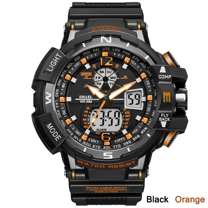 SMAEL Sport Watch Men Big Dial LED Digital Quartz Wrist Watches Men&