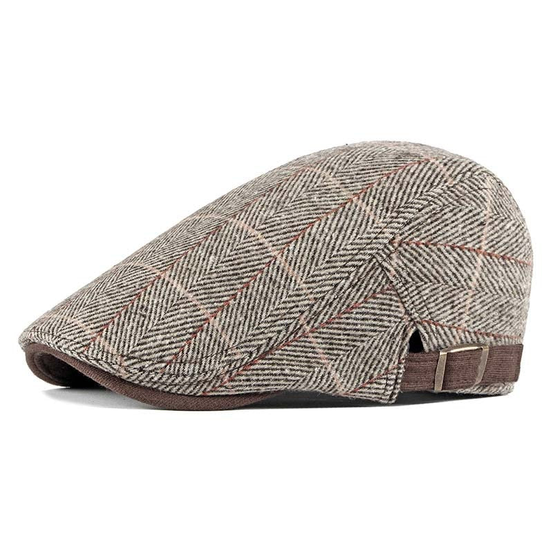 Winter Newsboy Caps High Quality Retro Adult Berets Men Wool Mixed Plaid Cabbie Flatcap Hats for Women's Ivy Cap