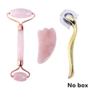 Slimming Massager Rose Quartz Roller Natural Jade Roller Microneedle Roller Jade Spatula Three-piece Skin Care Facial Massager