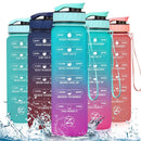 ZOMAKE 32 Unzen motivierende Wasserflasche mit Zeitmarkierung, auslaufsichere Sportwasserflasche BPA-frei, Fruchtwasserflasche Sport 1 Liter