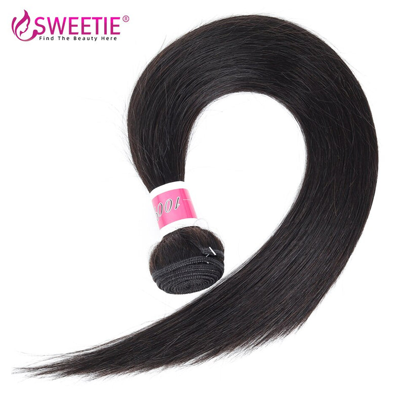 Sweetie Straight Hair Bundles mit frontalen brasilianischen natürlichen Echthaar-Webart-Bundles mit Verschluss 9A Remy-Haarverlängerung