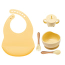 5 uds/1 Juego de cuenco de silicona para alimentación de bebé, vajilla, cuchara impermeable, vajilla antideslizante, platos de silicona sin BPA para vajilla de bebé