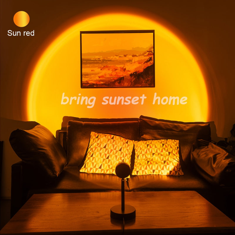Lámpara de proyección de puesta de sol, lámpara de proyector LED de rotación de 180 ° con puerto USB, para la creación de ambiente Selfie en el dormitorio