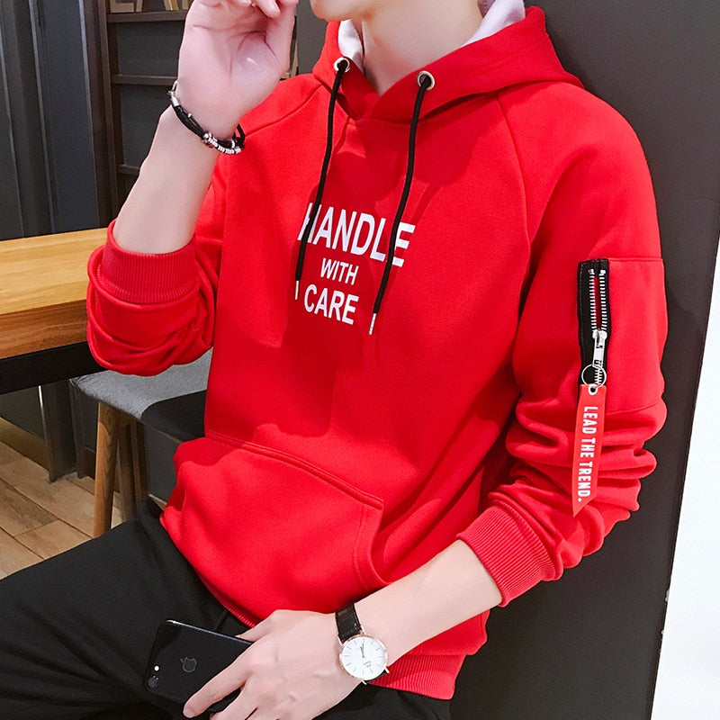 Mode Männer Hoodie gedruckt GRIFF Korea Kapuzenpullover Mann mit seitlichen Reißverschlusstaschen Teenager Pullover Sweatshirts Herrenbekleidung