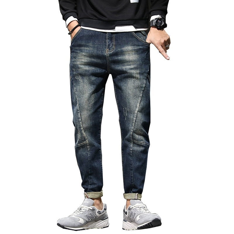 Herren Jeans Haremshose Mode Taschen Desinger Loose Fit Baggy Moto Jeans Herren Stretch Retro Streetwear Relaxed Tapered Jeans 42