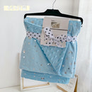 2 Schichten Plüsch-Punkt-Korallen-Fleece, der goldene Sterne Mond-Blau-Sternen-Kleinkind-Steppdecke-Mädchen-Baby-Decke-Kind-Krippen-Bettwäsche bronziert