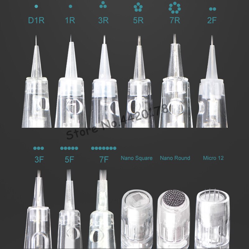 Cartuchos de puerto de bayoneta, agujas esterilizadas 1R 3R, agujas para máquina de maquillaje permanente para tatuaje PMU, delineador de cejas, suministros para labios