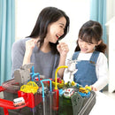 Transparentes Abenteuerspiel Racing Rail Car Model Racing Lernspielzeug Kinder Track Car Brain Game Mechanisches Spielzeug