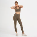 2 Stück Nahtlose Fitness Frauen Yoga Anzug Gym Push Up Kleidung Workout Sport Set Gepolsterter Sport-BH Hohe Taille Legging Sportbekleidung