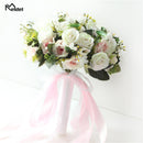 Meldel New Purple White Wedding Bouquet Handmade Artificial Flower Rose Buque Casamento Brautstrauß für Hochzeitsdekorationen