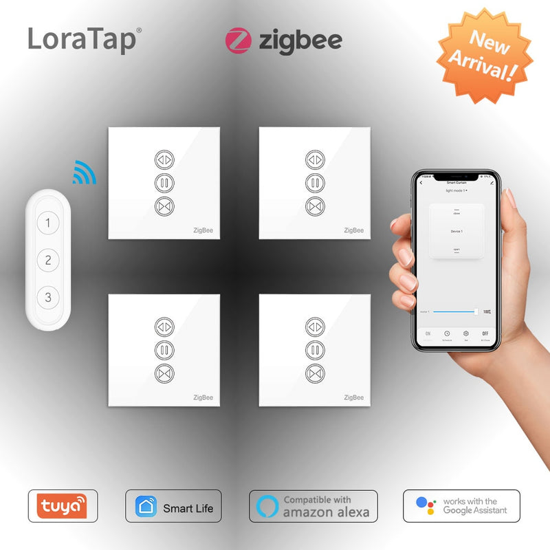 Tuya Smart Life ZigBee 3,0 interruptor de persianas de cortina y mando a distancia para persiana enrollable Google Home Alexa Control de voz automatización MQTT
