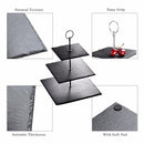 MALACASA Serie Sweet.time 14,5" Hoher 3-stöckiger Kuchenständer aus Stein 6"&amp;8"&amp;10" Servierset aus Naturschiefer mit silbernem Tragegriff