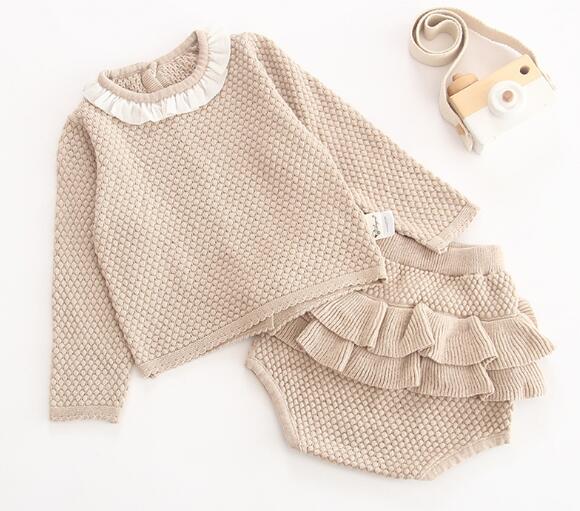 Conjunto de ropa de bebé, Jersey de punto, ropa para niñas pequeñas, ropa para niños pequeños, suéter y pantalones, conjunto de bebé, ropa de Boutique para niños