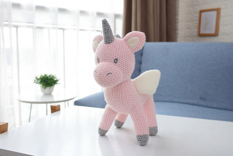 Korea ins hot rabbit elephant unicorn plush toy bell cute baby soothing doll knitted high quality birthday gift for kids newborn