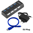 USB HUB 3.0 4 7 Port USB Multi Splitter mit Netzschalter Netzteil Adapter für Macbook PC Computer Laptops Notebook Zubehör