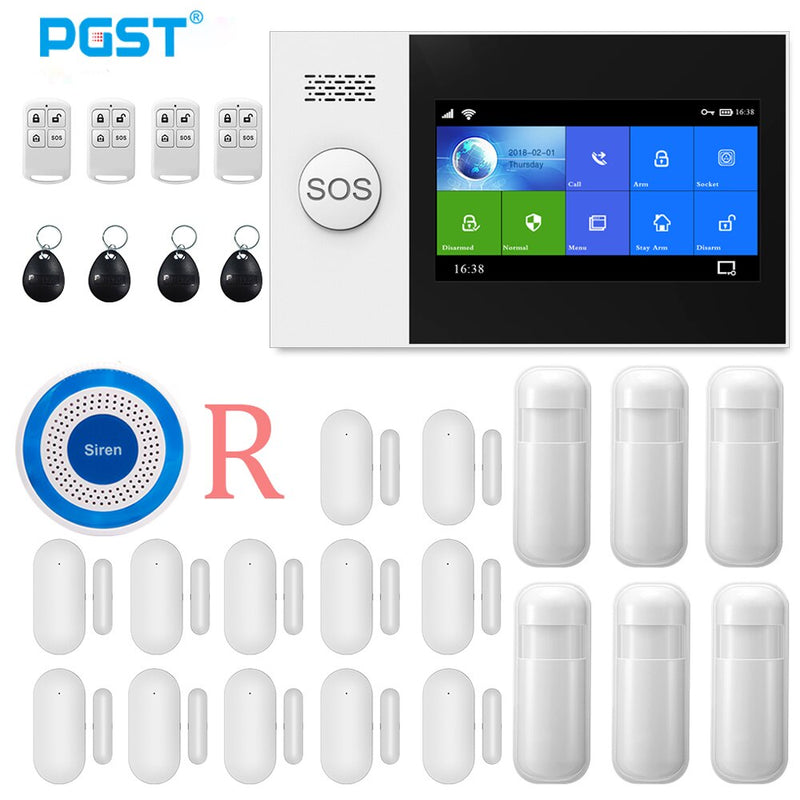 PGST Wireless Home WIFI GSM Sistema de alarma de seguridad Antirrobo Seguridad para el hogar con sensor de movimiento PIR Detector Sistema de alarma antirrobo
