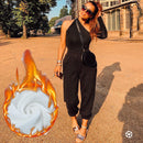 Rockmore Baggy Pencil Pants Damen Schwarz Winter Sweathose mit weitem Bein Übergroße Jogger Streetwear Hose mit hoher Taille