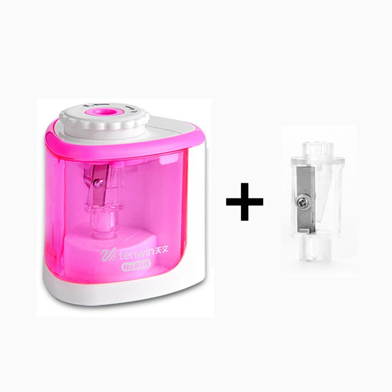 Tenwin Electric/Manual 2 in 1 Pencil Sharpener Safe Student Helical Steel Blade Sharpener Kids Adults Supplies Colored Pencils