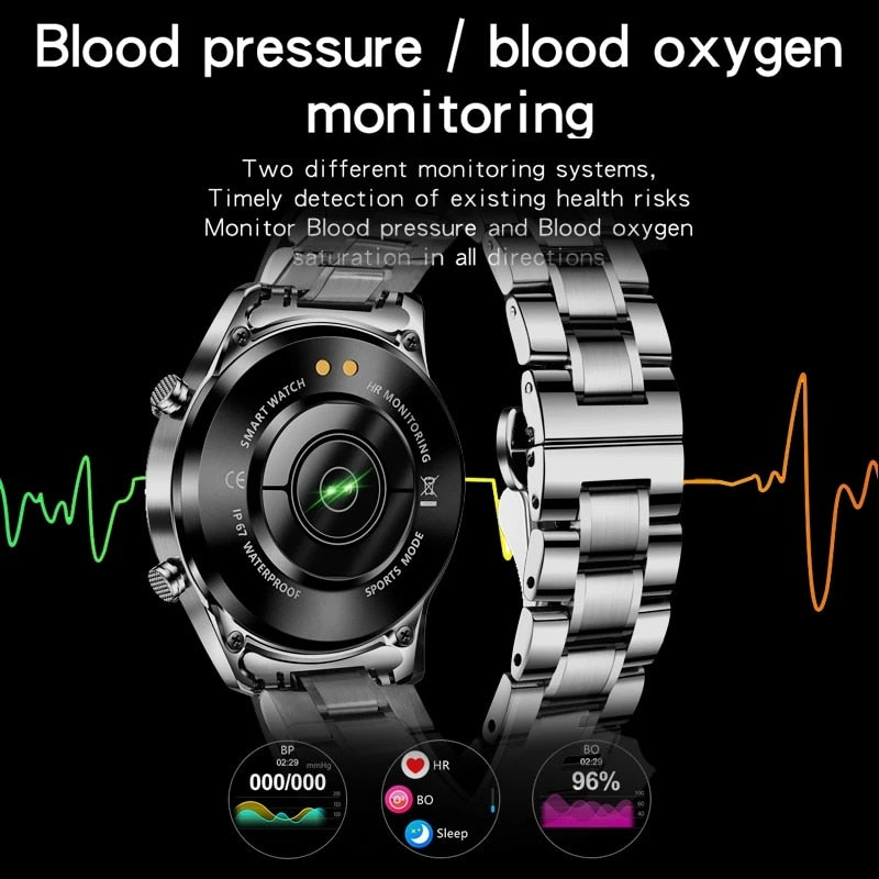 LIGE 2021 Neue Smart Watch Männer Voller Touchscreen Sport Fitness Uhr Wasserdicht Bluetooth Anruf Für Android iOS Smartwatch Herren