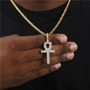 D&amp;Z Weißgold Ankh Anhänger Iced Out CZ Steine ​​Herren Micro Gepflastert AAA CZ Hip Hop Gold Silber Farbe Charm Ketten Schmuck Geschenk