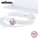 WOSTU 925 Sterlingsilber-Kreis-Charme-runder CZ-Korn-Korn-Klipp passte ursprüngliches Reflexions-Charme-Armband-Schmuck-Zubehör CQX101
