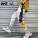 Hip Hop Streetwear Men's Splice Joggers Pants Fashion Men Casual Cargo Pant Trousers High Street Elastic Waist Harem Pant Men