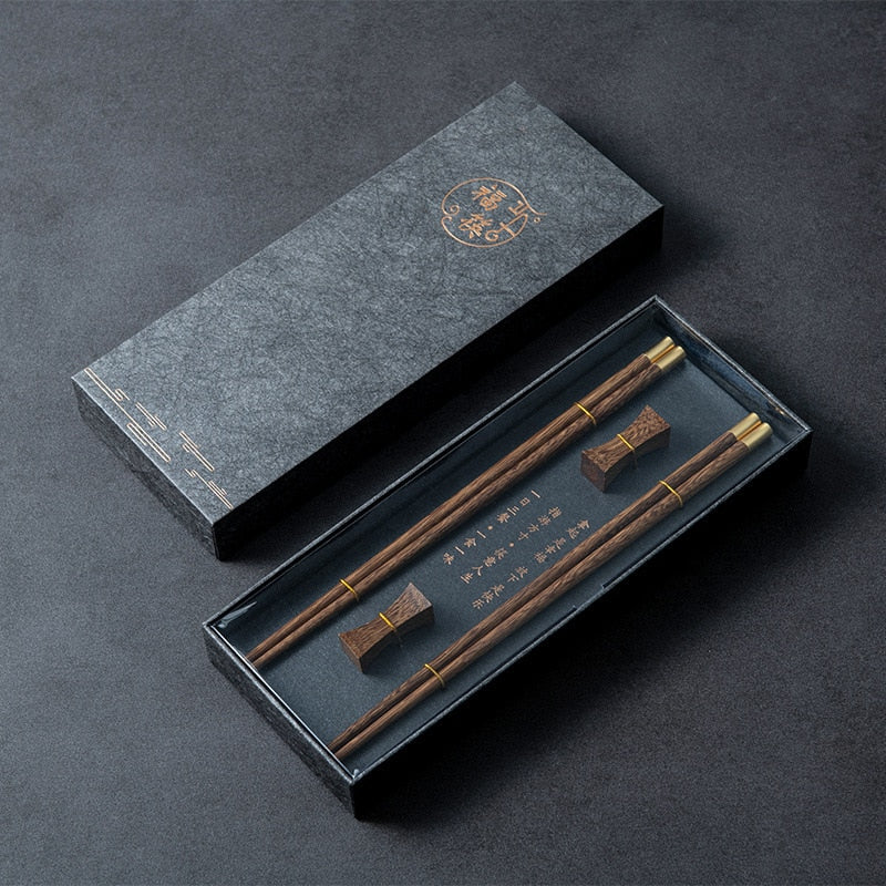 High Quality Premium Natural Red SandalWood Chopsticks Gift Box Packaging Household Cutlery Tableware Set Chinese Chopsticks