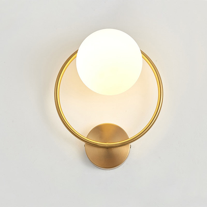 Post-modern Simple Interior Wall Lamp Glass Bedroom Light luxury Round Corridor Stair Nordic Led Wall Lights Fixture Black Gold