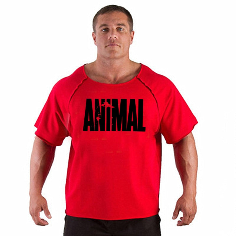 ANIMAL New Men Short Sleeve Cotton t-shirt Summer Casual Fashion Gym Fitness Bodybuilding T shirt Male Loose Tees Tops Clothing