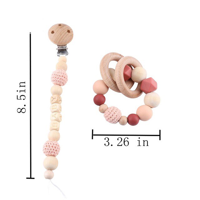 Babyspielzeug Silikonperlen Beißringe Holzringe Handgemachtes Armband Schnullerkette Clips Kinderkrankheiten Kinderwagen Glocke Babyprodukte