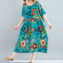 Übergroßes Blumendruck-Baumwollbeiläufiges Frauen-Kleid-Sommer-Blumen-Boho-Strandkleid für Frauen-lose lange Damen-Kleider 2021