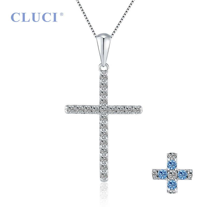 CLUCI 925 Silber Zirkon Inlay Kreuz Anhänger Heiße Damen Accessoires Religiöser Schmuck Geschenk Charms Nur Anhänger DP035SB