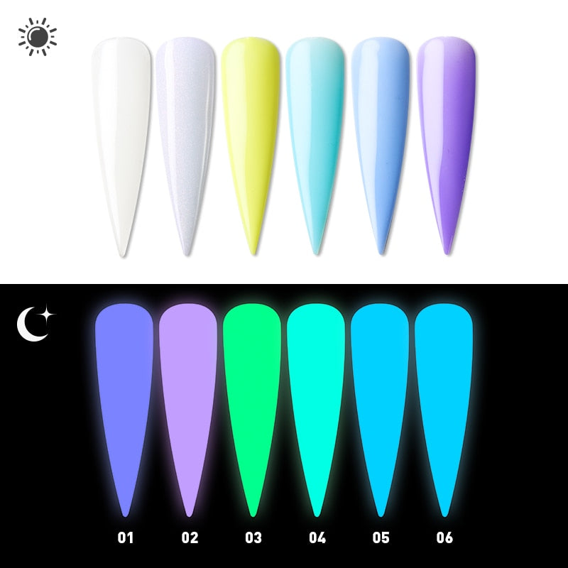 Beautilux Luminous Gel Nail Polish Kit Glow In Dark Senmi Permanent Gels Varnish 6pcs/set UV LED Fluorescent Nails Art Lacquer