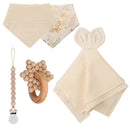 Mordedor de silicona para bebé, sonajero de madera, baberos de algodón de doble cara, muñecas para dormir, toalla calmante, accesorios de enfermera para recién nacidos