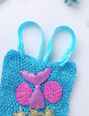 Kinder Mädchen Meerjungfrau Prinzessin Kleid Ärmelloses Mesh Tutu 3D Blume Haarband Set Kinder Halloween Thema Party Cosplay Kostüm