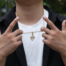 THE BLING KING Neue Pfirsich-Herz-Anhänger-Halskette Farbe Psychedelic HipHop Full Iced Out Cubic Zirconia CZ Stone