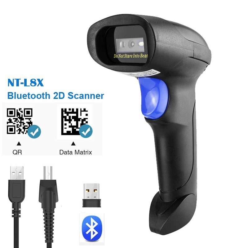 Escáner de código de barras 2D inalámbrico NETUM L8 y lector de código de barras QR 1D/2D con cable L5 PDF417 para terminal POS de inventario