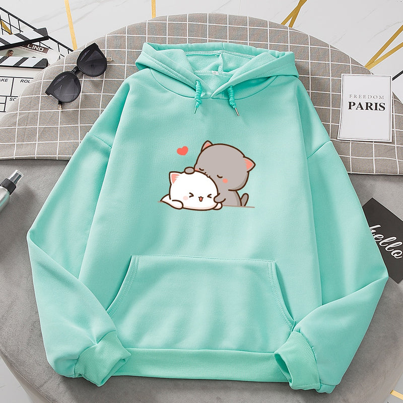 Women Autumn Hoodie Sweatshirts Korean Fashion Hoody for Ladies Kawaii Anime Jumper Streetwear Plus Size Sweatshirts Couple